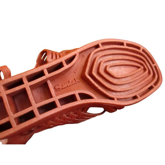 MEXICAN SANDALS Sz 7.5 NEW NIB True Vtg 70s Womens BROWN RUBBER Strappy SANDAK - Picture 4 of 6